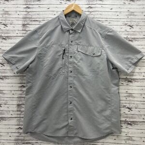 LL Bean Mens L Snap Button Shirt Zip Pocket Performance Hiking Vented Utility